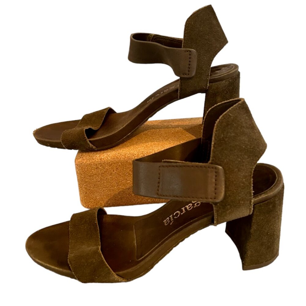 Pedro Garcia Brown Suede Block Heel Sandals size 39.5